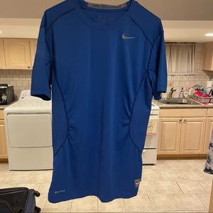 Nike Dri Fit Pro Combat Royal Blue Medium Short Sleeve Shirt